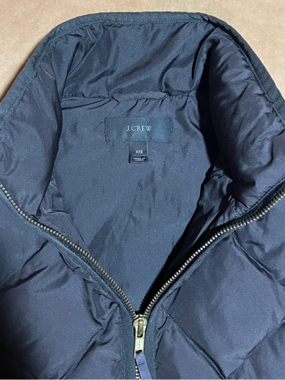 J. Crew Black Quilted Puffer Vest with Gold Zipper Down Filled